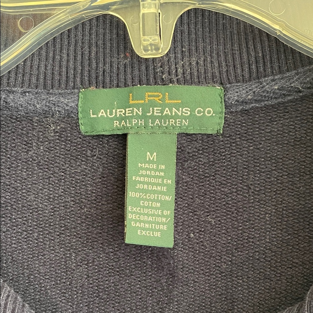 LAUREN JEANS CO. Ralph Lauren Navy Blue Cotton Knit Sweater Dress M Vintage - Picture 6 of 15